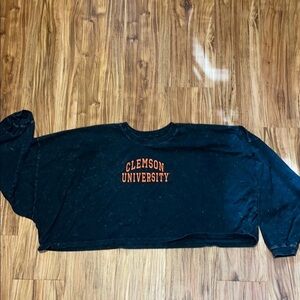 Zoozatz womens Large long sleeve shirt  Clemson vintage Black Cropped oversized